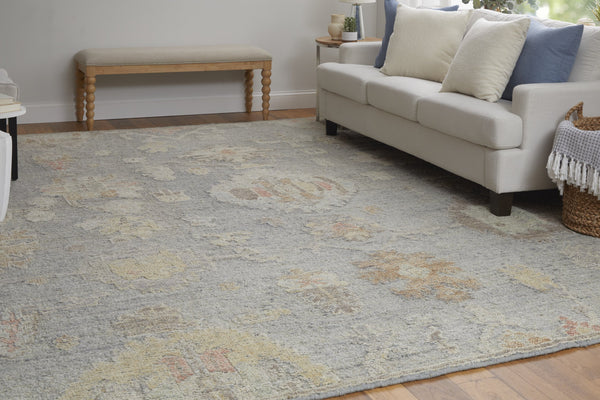 Feizy Rugs Grafton Hand-knotted Wool Rug - Luxurious Floral Design With Rich Afghan Heritage For Any Space Blue,Gray,Yellow Wool Gft69fmfblugrye50