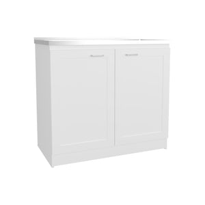 English Elm Zurich Freestanding Utility Sink with Black Cabinet Two Shelves for Laundry Garage B070S00371