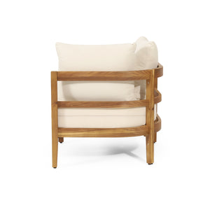 English Elm Crowne Outdoor Corner Chat Set Acacia Wood Woven Rattan Patio Conversation Furniture 74131.00