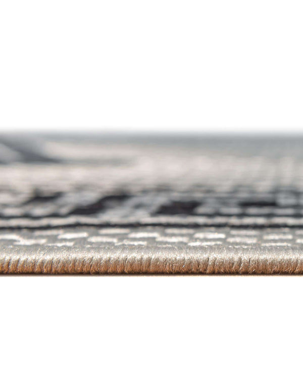 Unique Loom Outdoor Border Greek Key Machine Made Geometric Rug Gray, Black/Gray/Silver 5' 4" x 6' 1"