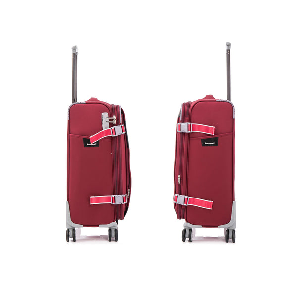 English Elm Softside Expandable Spinner Luggage Set Four Piece Lightweight Travel Collection Claret Red T3292P343875