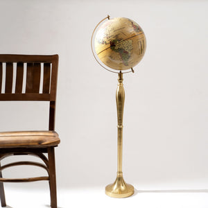 English Elm 12" Decorative World Globe on Aluminum Floor Stand for Home Office or Library B346P324859