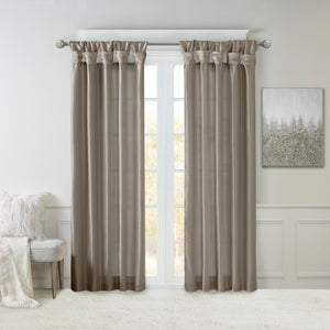 JLA Home Madison Park - Twist Linen-Look Faux Silk Curtain Panel with Lining, Twist-Top Drapes for Privacy & Luxe Sheen Pewter MP40-1299