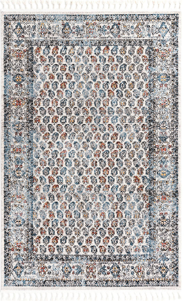 Unique Loom Aramis Solal Machine Made Tribal Rug Multi, Black/Brown/Light Blue/Olive/Rust Red 5' 3" x 8' 0"
