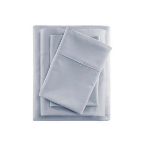 JLA Home Madison Park - Cooling Cotton-Blend 4-Piece Sheet Set with 600TC Sateen, Moisture-Wicking Cooling Tech, OEKO-TEX Blue MP20-8963