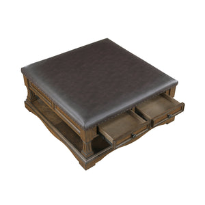 English Elm Traditional Rustic Lift-Top Cocktail Table with Hidden Storage, Pine Veneer Finish, Casters for Easy Mobility and Workspace Convenience Brown 44 L x 44 W x 14.5 H B011P387109