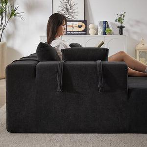 English Elm Modern Chenille Upholstered Sectional Sofa Set - 108" L-Shaped Convertible Couch With 6 Pillows W834S00394