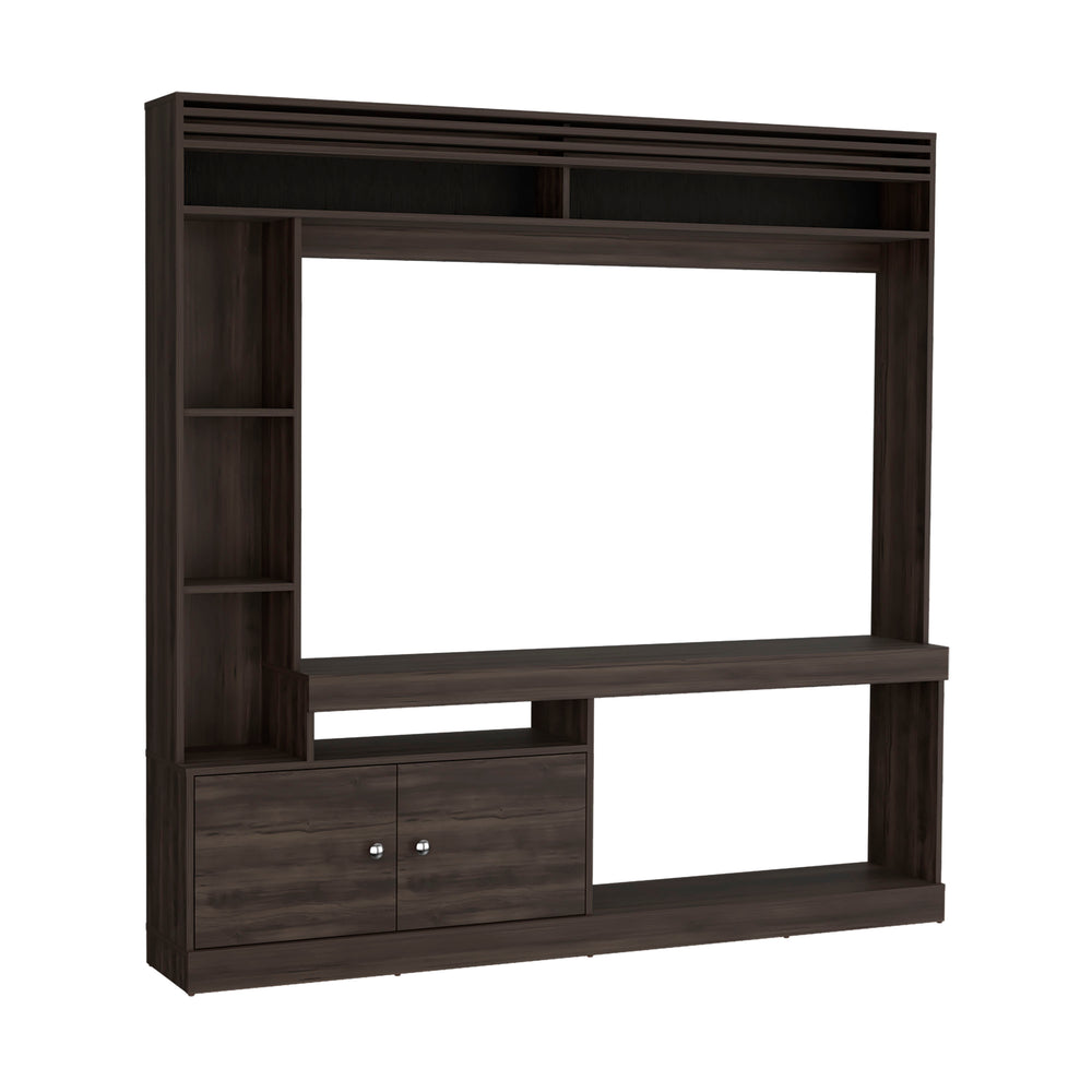 English Elm Dante 71" Wide Freestanding Entertainment Center with 8 Shelves, Cabinet & TV Space for 59" Screens B070S00358