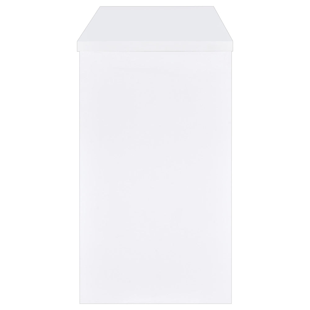 English Elm Irving White Engineered Wood Freestanding Home Bar with 12-Bottle Grid, Stemware Racks & Cubbies B062P375551