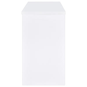 English Elm Irving White Engineered Wood Freestanding Home Bar with 12-Bottle Grid, Stemware Racks & Cubbies B062P375551