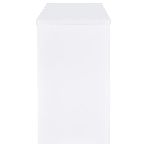 English Elm Irving White Engineered Wood Freestanding Home Bar with 12-Bottle Grid, Stemware Racks & Cubbies B062P375551