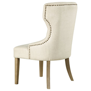 English Elm 1pc Modern Tufted Wingback Dining Chair with Curved Barrel Back, Nailhead Trim, Plush Upholstery Comfort Beige,Brown 28.74 L x 27.95 W x 25.2 H B011P301373