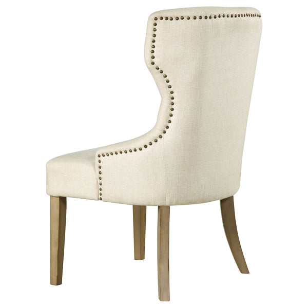 English Elm 1pc Modern Tufted Wingback Dining Chair with Curved Barrel Back, Nailhead Trim, Plush Upholstery Comfort Beige,Brown 28.74 L x 27.95 W x 25.2 H B011P301373