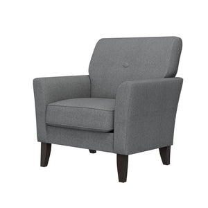 English Elm Dorset Barrel Accent Chair Velour Upholstery Solid Legs Compact Living Room Seating Gray B127P495071