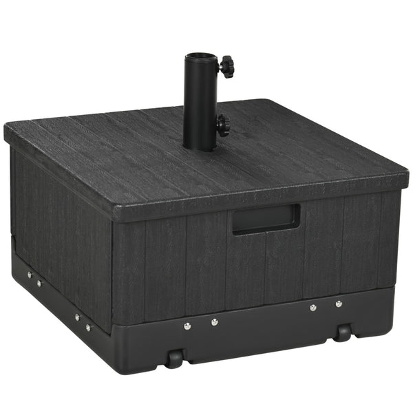 English Elm Outsunny 3-In-1 Outdoor Umbrella Base & Coffee Table Planter With Wheels, 175Lbs Capacity, Black W2225P229301-GIGA
