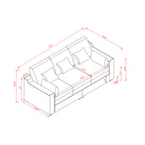 English Elm 78.7" Sofa Couch 3-Seater Sofa With Pillows Polyester Upholstery Duck Down Filled Cushion Sofa For Living Room Apartment,Grey