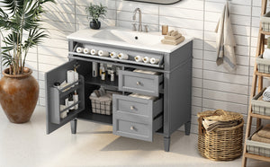 English Elm 36'' Modern Bathroom Vanity With Durable Sink, 2 Drawers & Tip-Out Tray For Stylish Storage Solutions N710S136004E