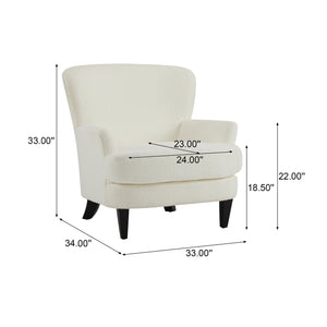 English Elm Christopher Knight Home® - Gerald Boucle Upholstered Club Chair with Tapered Birch Legs, Tonal Piping and Cozy Texture Off-White+Black 32.25 L x 27.75 W x 20.75 H N776P243710W