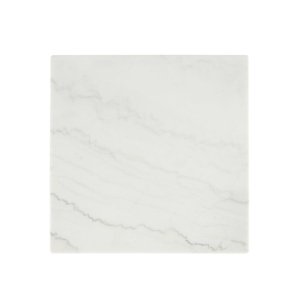 English Elm Contemporary Square End Table With Polished Marble Top - Stylish Black And White Accent For Living Room B2741P395099