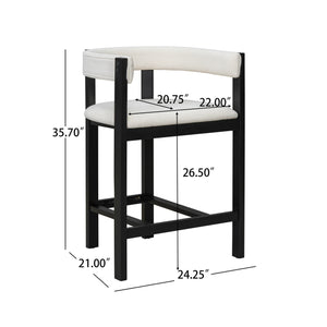 English Elm Christopher Knight Home® - COUNTER Mid-Century Modern 2-Piece Upholstered Barrel Back Stools with Rubberwood Frame and Foam Padding Beige+Black N771P243848B