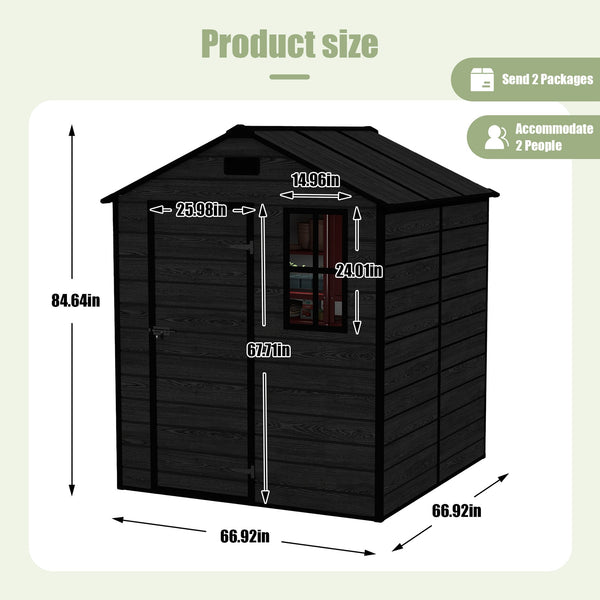 English Elm Campcraft Resin Storage Shed 6x6 Ft Polypropylene Waterproof Outdoor Wood Grain W1598S00029