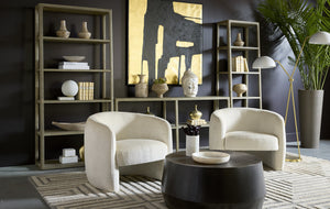 Sunpan Mircea Lounge Chair - Curved Sculptural Design for Contemporary Living Spaces, Stylish Comfort Bergen Ivory