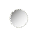 Madison Park Signature Marlowe Modern/Contemporary 27" Medium Decorative Round Wall Mirror with Beaded Metal Frame MPS95F-0042 White