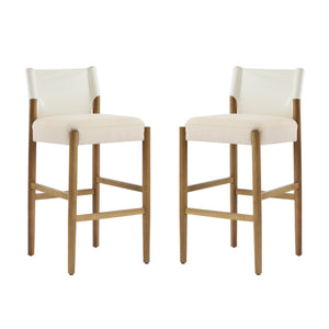 English Elm Christopher Knight Home® - 28.5'', Solid Wood Bar Stool Set of 2 with White Polyester Cushion, 28.5'' Counter Height Modern Rustic Appeal N780P271400W