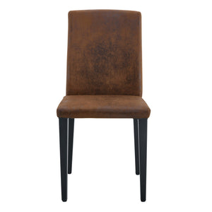 English Elm Four Modern Upholstered Dining Chairs Brown Faux Leather Foam Cushion Metal Legs W1151P359268