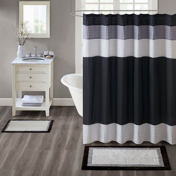 JLA Home Madison Park - Cotton Plush Tufted Bath Rug — Soft, Absorbent Spa-Like Comfort with Machine Washable, Non-Slip Backing Black MP72-1558