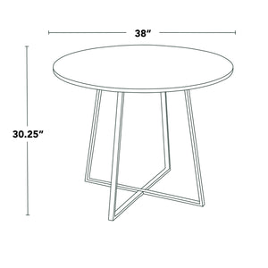 English Elm Dining Table Round Natural Wood Top with Metal Base Modern Style Seats Four White B202S02201