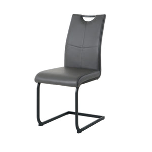 English Elm Modern White Pu Leather Dining Chairs with Black Metal Legs Ergonomic Set of 2 Charcoal+Grey W210P199090