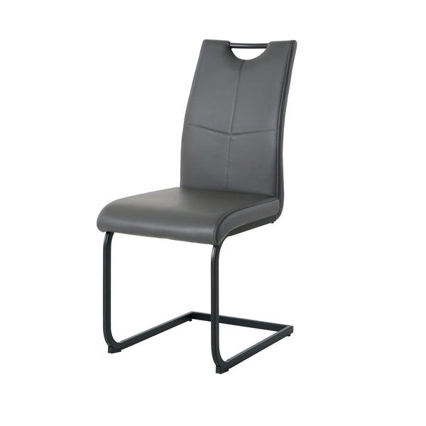 English Elm Modern White Pu Leather Dining Chairs with Black Metal Legs Ergonomic Set of 2 Charcoal+Grey W210P199100