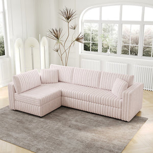 English Elm 106.3" Plush L-Shaped Sofa For 4 | Stylish Light Pink Couch With Modular Design & Easy Maintenance W1767S00020
