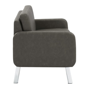 OSP Home Furnishings Lounge Chair with Faux Leather Upholstery and Chrome Legs for Reception or Waiting Areas Loveseat Smoke SL5602-P52