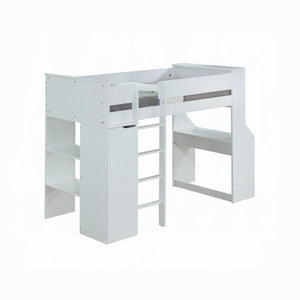 English Elm White Twin Loft Bed With Integrated Desk And Wardrobe - Space-Saving Solution For Kids & Teens B062S00579-GIGA