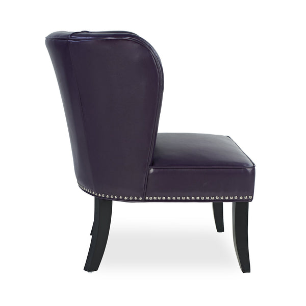 English Elm 25.6 Inch Pu Leather Barrel Club Chair with Rivet Trim and Wood Legs for Any Room W5325P458035