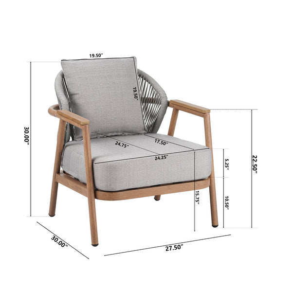 English Elm Christopher Knight Home® - Orla Outdoor Rope Club Chair - Stylish Teak Finish & Plush Taupe Cushions For Ultimate Comfort N775P224519T