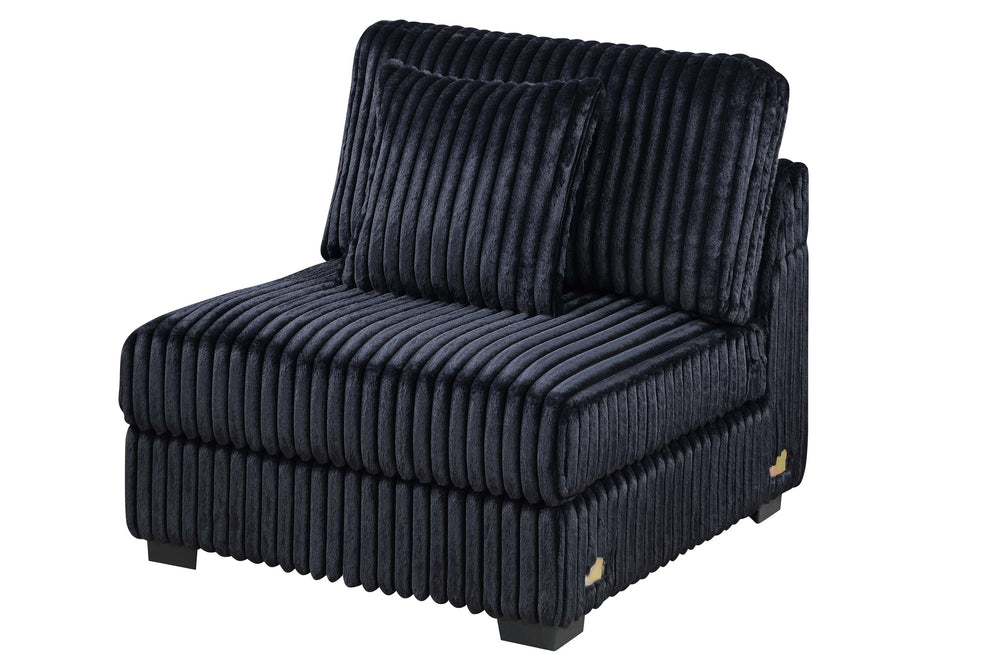 English Elm Black Jumbo Corduroy Armless Modular Chair Low Profile Sectional Seating with Pillow B011P435295