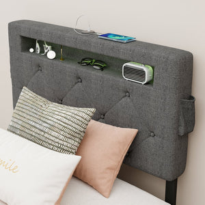 English Elm Twin Storage Platform Bed with Rgb Led Headboard Usb Charging and Four Drawers W1960P175562