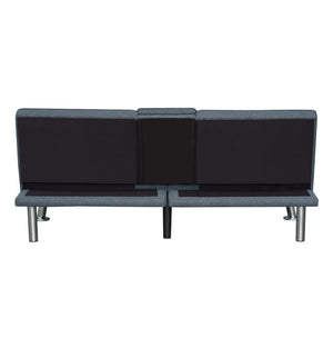 English Elm Modern Tufted Charcoal Futon Sofa Bed with Usb Charging and Built-in Cupholders B011P484416