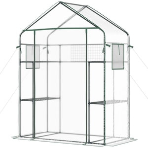 English Elm Outsunny Walk-in Portable Garden Greenhouse 6 Shelf Trellis Mesh Vent Cover W2225P229759