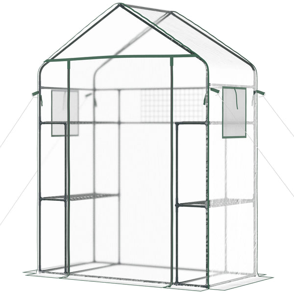 English Elm Outsunny Walk-in Portable Garden Greenhouse 6 Shelf Trellis Mesh Vent Cover W2225P229759