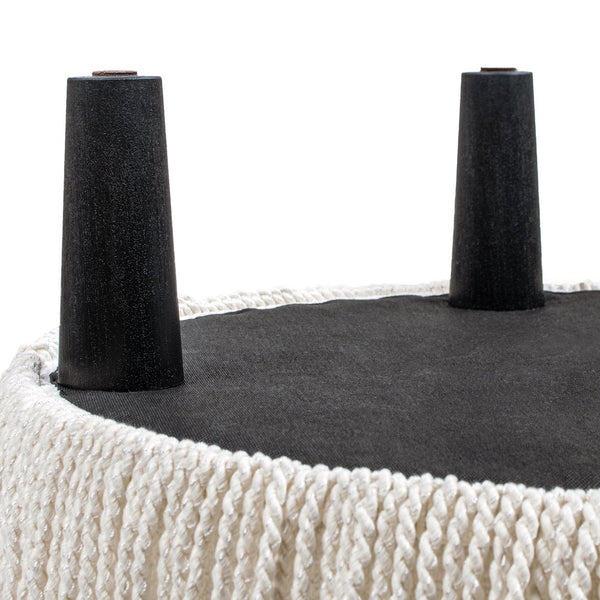 English Elm Jennifer Taylor Home - Yolanda 24" Round Upholstered Ottoman in Almond White Chenille — Handcrafted, Tassel Fringe, Versatile Seat B2719P280167