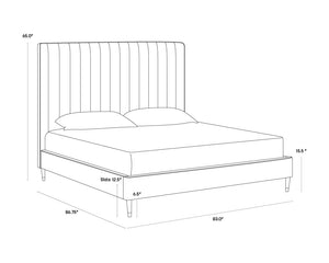 Sunpan Yosi Bed - Elegant Structured Design with Tufted Headboard and Antique Brass Accents for Comfort King