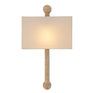 Senegal Wall Sconce - Elegant Off-White Shade, Handmade Wrought Iron & Abaca Rope Design, ADA Compliant