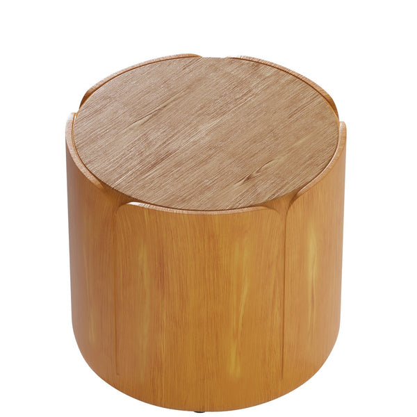 English Elm 19.29"h Tulip Mgo Round Accent Table Waterproof Wood Grain Finish Patio or Living Room Natural W757P387421