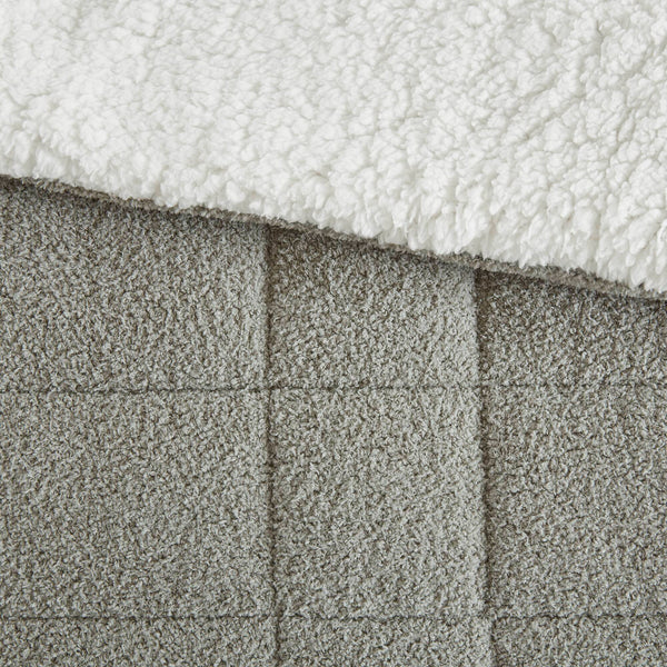 English Elm Comforter Plush twin set with faux feathersoft face and ivory sherpa reverse for cozy warmth and style Grey 23.23 L x 18.11 W x 11.02 H B035P294139