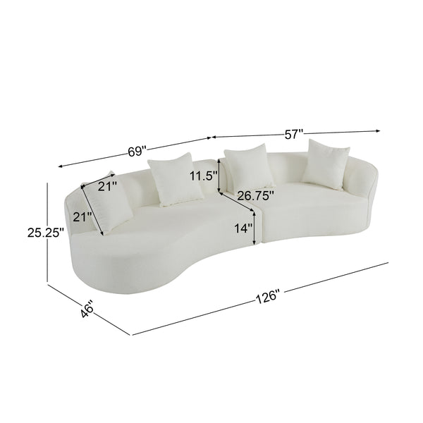 English Elm Christopher Knight Home® - 126"Curved 126" Curved Sectional Sofa - Oversized Beige Comfort With Modular Flexibility & Chic Style For Families N771P247830M_N771P247831M