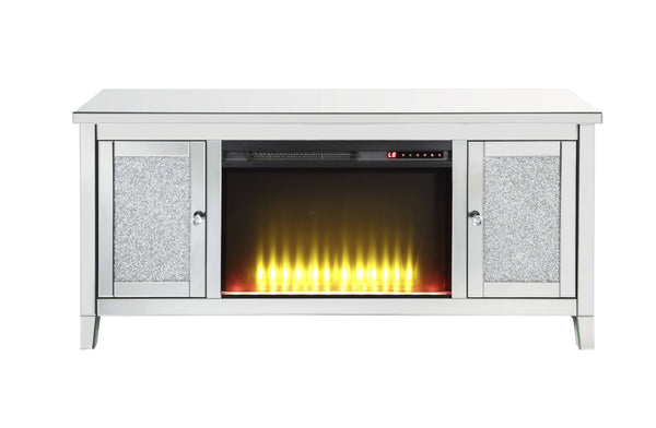 English Elm Noralie Mirrored Fireplace Tv Stand with Led Electric Insert and Glam Diamond Accents B2726P446670